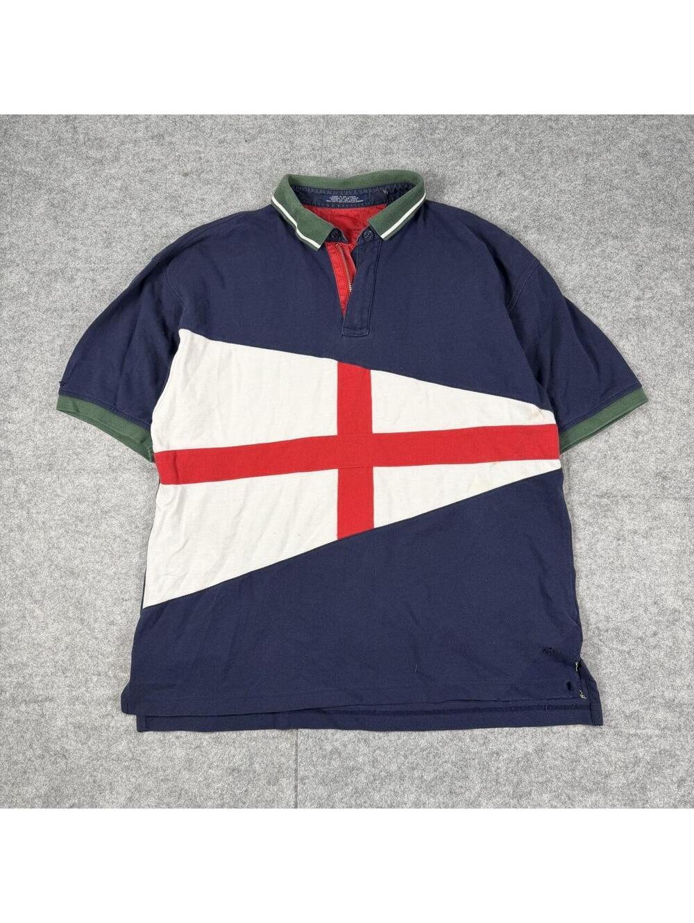 Vintage 90s Tommy Hilfiger England Sailing Gear Polo Shirt Embroidered Size XL